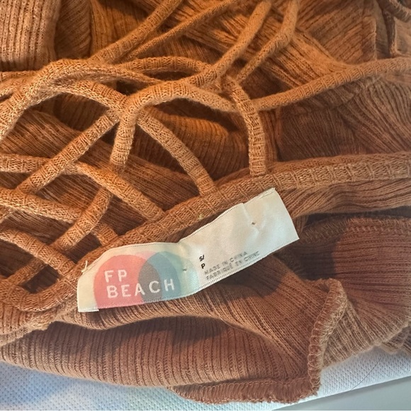 Free People Beach Women’s Small Amalfi Maxi Dress Orange Resort Criss Cross Back - Picture 7 of 8